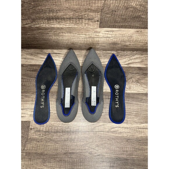 Rothys The Point Flats Cloud Gray Birdseye Knit Slip On Shoe Womans 7 Used - Picture 8 of 14